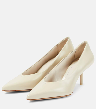 Shop Max Mara Leather Pumps In Beige