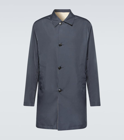 Shop Canali Reversible Trench Coat In Multicoloured