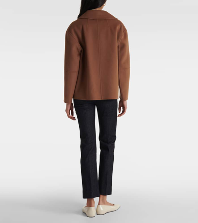 Shop 's Max Mara Cape Double-breasted Virgin Wool Peacoat In Brown