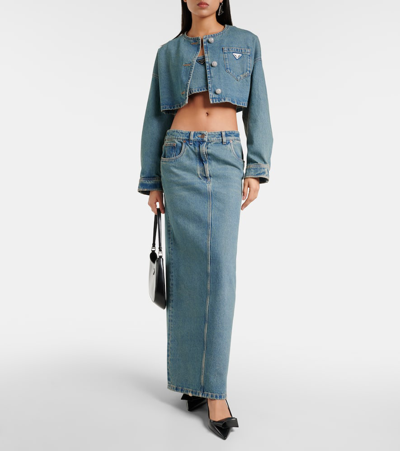 Prada Blue Boxy Denim Tank Top In Blue