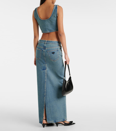 Prada Blue Boxy Denim Tank Top In Blue
