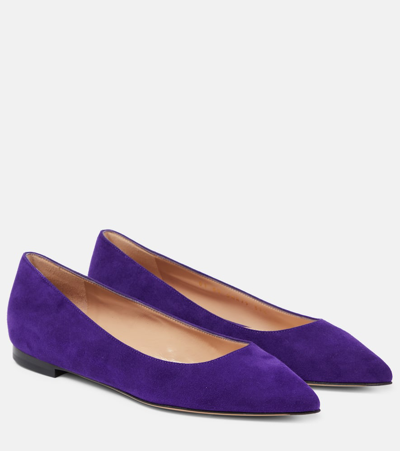 Shop Gianvito Rossi Gianvito Suede Ballet Flats In Purple