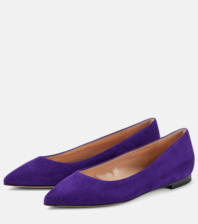 Shop Gianvito Rossi Gianvito Suede Ballet Flats In Purple