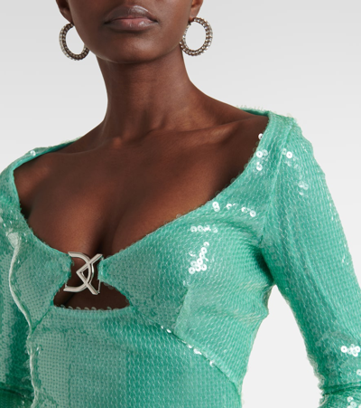 David Koma Sequined Minidress In Silver