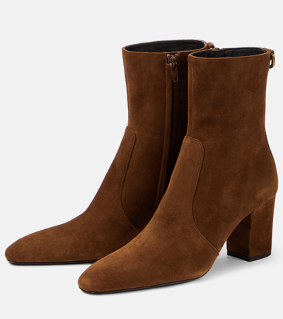 Shop Saint Laurent Betty 70 Suede Ankle Boots In Brown