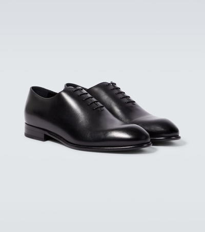 Shop Zegna Vienna Leather Oxford Shoes In Black