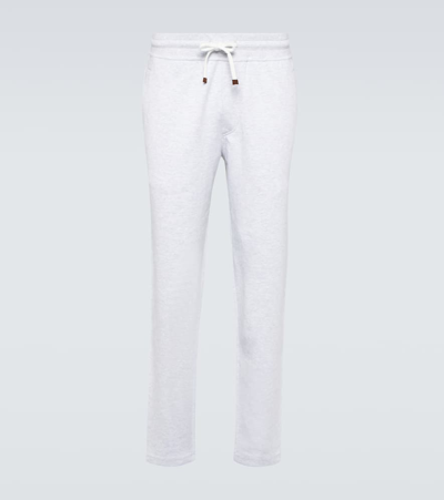 Shop Brunello Cucinelli Cotton-blend Sweatpants In White