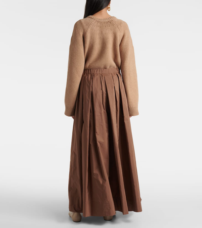 Shop 's Max Mara Tripoli Pleated Taffeta Maxi Skirt In Brown