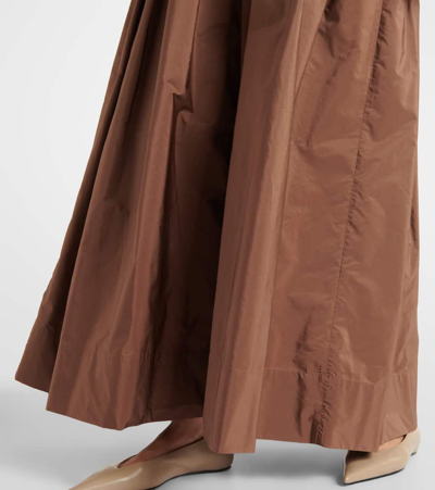 Shop 's Max Mara Tripoli Pleated Taffeta Maxi Skirt In Brown
