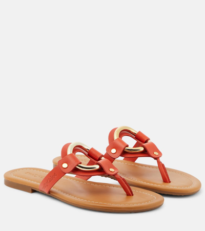 Shop See By Chloé Hana Leather Thong Sandals In Orange