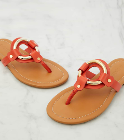 Shop See By Chloé Hana Leather Thong Sandals In Orange