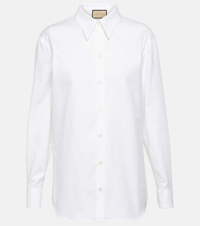 Shop Gucci Cotton Poplin Shirt In White