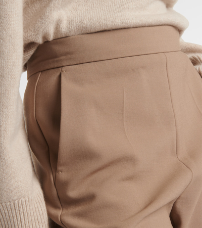 Max Mara Nepeta Wool-blend Crêpe Straight Pants In Green