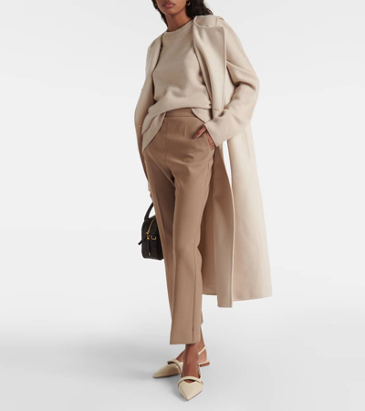 Max Mara Nepeta Wool-blend Crêpe Straight Pants In Green