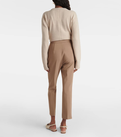 Max Mara Nepeta Wool-blend Crêpe Straight Pants In Green