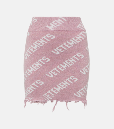 Shop Vetements Monogram Wool-blend Miniskirt In Pink