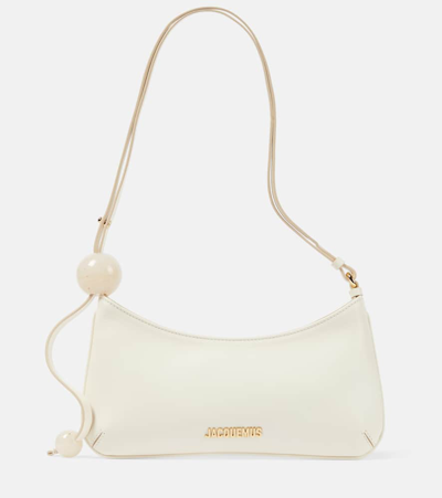 Shop Jacquemus Le Bisou Perle Leather Shoulder Bag In White