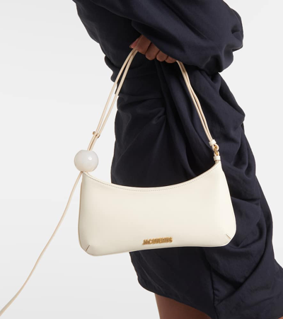 Shop Jacquemus Le Bisou Perle Leather Shoulder Bag In White