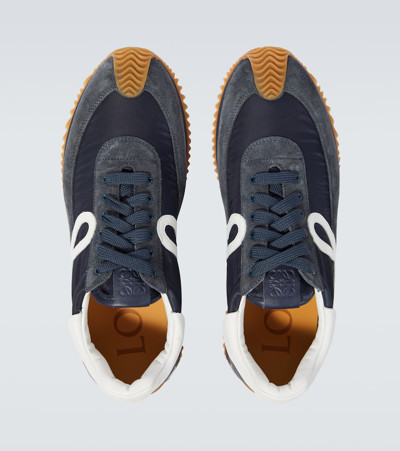 Shop Loewe Flow Runner Suede-trimmed Sneakers In Blue