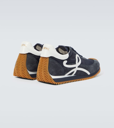 Shop Loewe Flow Runner Suede-trimmed Sneakers In Blue