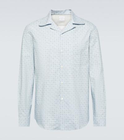 Shop Brunello Cucinelli Printed Cotton Shirt In Blue