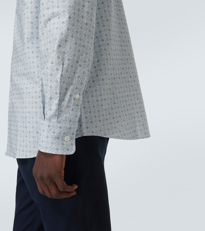 Brunello Cucinelli Printed Cotton Shirt In Blue
