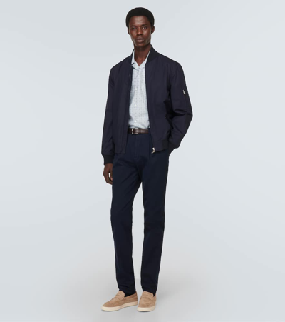 Brunello Cucinelli Printed Cotton Shirt In Blue
