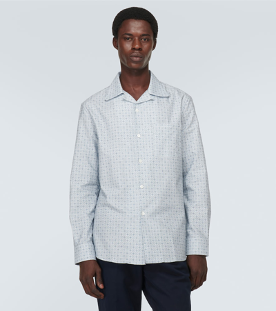 Brunello Cucinelli Printed Cotton Shirt In Blue