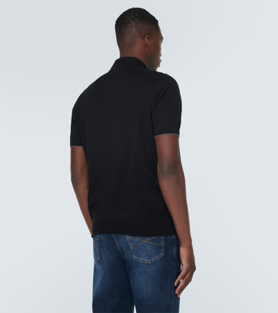 Brunello Cucinelli Black Polo Shirt In Cotton Short-sleeves With Bottons In Black