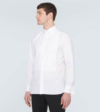 Zegna Cotton Piqué Tuxedo Shirt In White