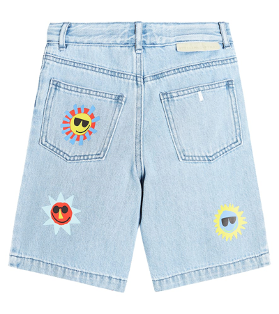 Shop Stella Mccartney Embroidered Denim Shorts In Multicoloured