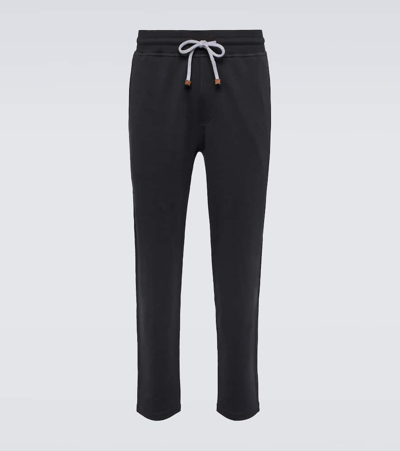 Shop Brunello Cucinelli Cotton-blend Sweatpants In Black
