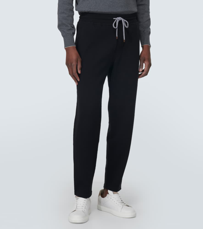Shop Brunello Cucinelli Cotton-blend Sweatpants In Black
