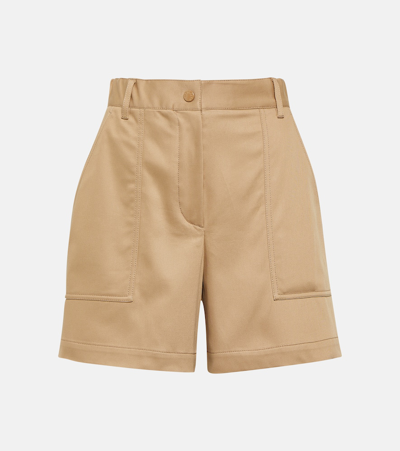 Shop Moncler Cotton-blend Shorts In Beige