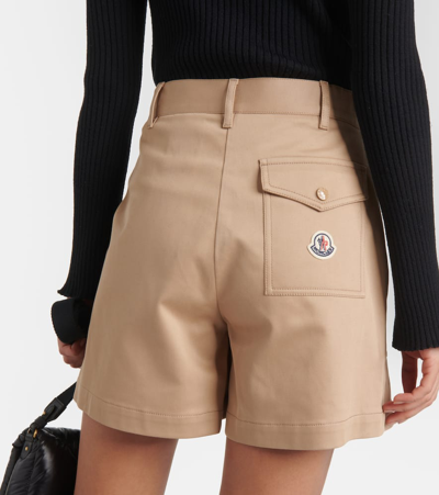 Shop Moncler Cotton-blend Shorts In Beige