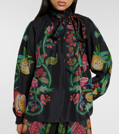 Shop La Doublej Cerere Printed Silk Voile Blouse In Multicoloured