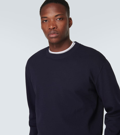 Shop Brunello Cucinelli Cotton-blend Sweatshirt In Blue