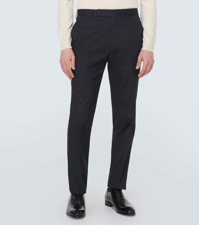 Shop Zegna Cotton-blend Straight Pants In Black