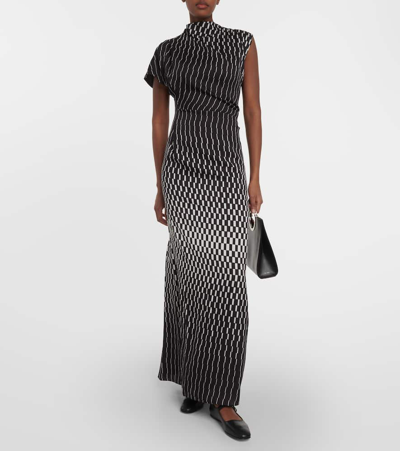 Shop Tove June Printed Silk-blend Maxi Dress In Black