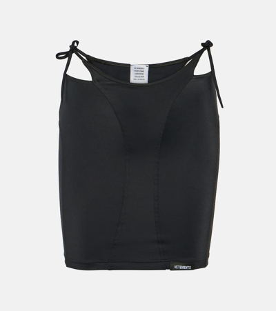 Shop Vetements Deconstructed Jersey Miniskirt In Black