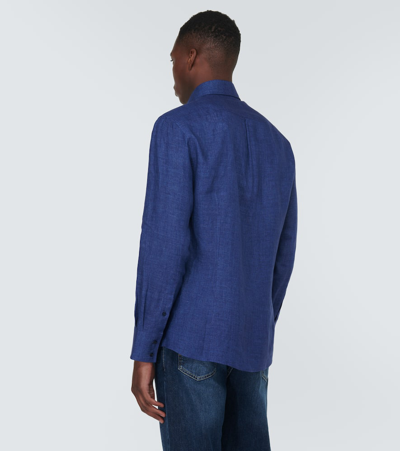 Shop Brunello Cucinelli Linen Shirt In Blue