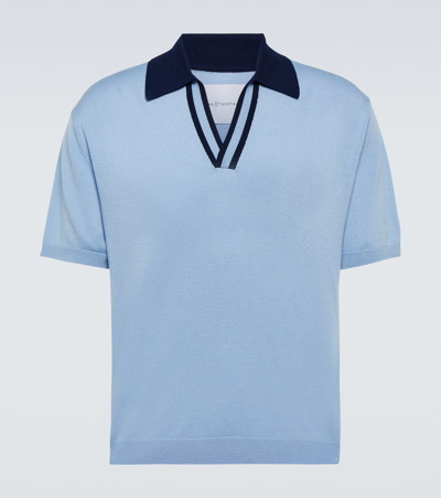 Shop King & Tuckfield Wool Polo Shirt In Blue