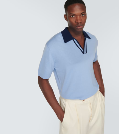 Shop King & Tuckfield Wool Polo Shirt In Blue
