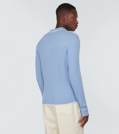 Shop King & Tuckfield Striped Wool Shirt In Blue