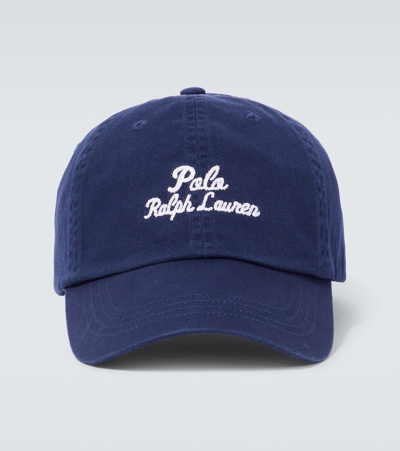 Shop Polo Ralph Lauren Logo Twill Baseball Cap In Blue
