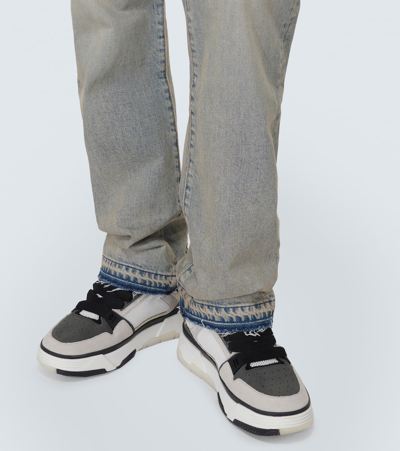 Shop Amiri Release Hem Straight Jeans In Blue