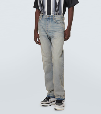 Shop Amiri Release Hem Straight Jeans In Blue