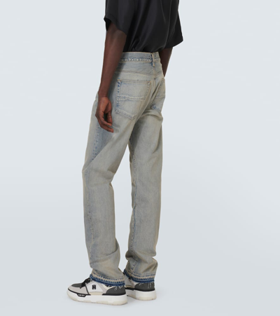 Shop Amiri Release Hem Straight Jeans In Blue