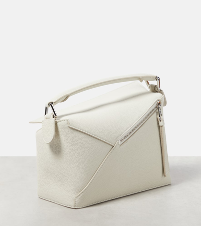 Loewe Puzzle Edge Small Textured-leather Shoulder Bag In White