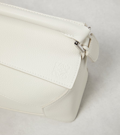 Loewe Puzzle Edge Small Textured-leather Shoulder Bag In White